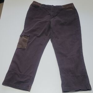 Esprit Dark Brown With Corduroy Patched Cropped Cargo Pants 13
